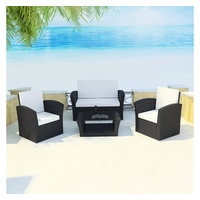 VidaXL Garten-Lounge-Set 4-tlg. schwarz/weiß