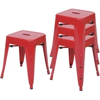 Mendler 4er-Set Hocker HWC-A73, Metallhocker Sitzhocker, Metall Industriedesign stapelbar
