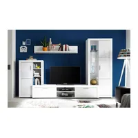 HBZ Wohnwand TUNA weiß Hochglanz mit LED-Beleuchtung - Weiß