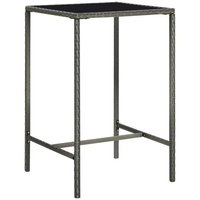VidaXL Garten-Bartisch Grau 70x70x110 cm Poly Rattan und Glas