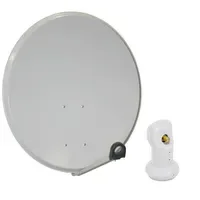 PremiumX Satelliten-Komplettanlage 60cm Aluminium Hellgrau Satellitenschüssel SAT Single LNB