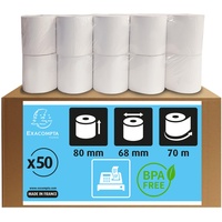 Exacompta 44819E 50er Pack Thermopapierrollen 1-lagig, Breite: 80mm, Länge