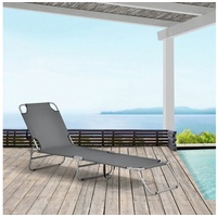 Casa.pro Sonnenliege-Set, Dunkelgrau Metall, Textil, 186x24x55 cm Gartenmöbel, Gartenliegen