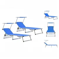 VidaXL Klappbare Sonnenliegen mit Dach 2 Stk. Aluminium Textilene
