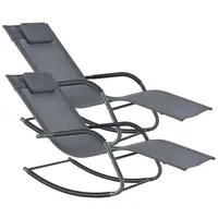 [en.casa] Liegestuhl, Caracena 2er Set 147x63x89cm Schaukelliege Dunkelgrau