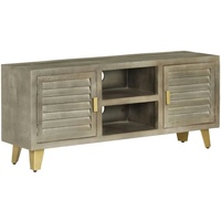 VidaXL TV-Schrank Massivholz Mango Grau mit Messing 110x30x48 cm