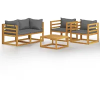 VidaXL 5-tlg. Garten-Lounge-Set mit Auflagen Massivholz Akazie