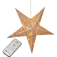 Hi Holzstern mit Fernbedienung 40cm LED beleuchteter Stern Weihnachts