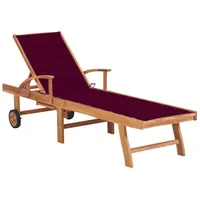 VidaXL Sonnenliege mit Auflage Weinrot Massivholz Teak
