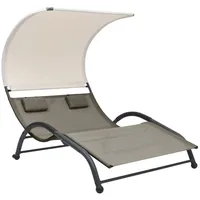 VidaXL Doppel-Sonnenliege 190 x 137 x 158 cm taupe