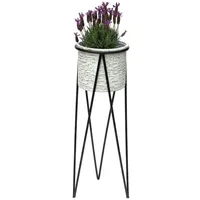 DanDiBo Ambiente DanDiBo Blumenhocker mit Topf Metall Schwarz Weiß