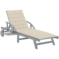 VidaXL Sonnenliege mit Auflage Akazie Massivholz Beige