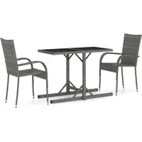 VidaXL Garten-Essgruppe 3-tlg. Grau