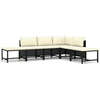 VidaXL Garten-Lounge-Set 6-tlg. schwarz/cremeweiß