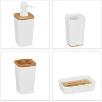 Relaxdays Badaccessoires-Set weiß/braun, 1 Set