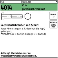 Industrial Quality Supplies DIN 931/ISO 4014 Sechskant-Schaftschraube M20x90 Stahl