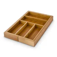 Relaxdays Besteckkasten verstellbar aus Bambus H x B x