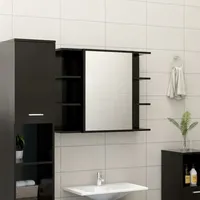 VidaXL Spiegelschrank 80 cm 1 Tür schwarz