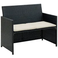 VidaXL 2-Sitzer-Gartensofa mit Polstern Schwarz Poly Rattan