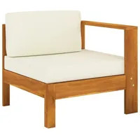 VidaXL Mittelsofa mit 1 Armlehne Cremeweiß Massivholz Akazie