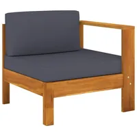 VidaXL Mittelsofa mit 1 Armlehne Dunkelgrau Massivholz Akazie