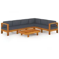 VidaXL Modell 3 Loungeset mit dunkelgrauen Auflagen akazienholz