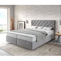 DeLife Boxspringbett Dream-Great 160x200 cm Mikrofaser Grau mit Matratze