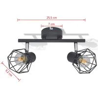 VidaXL Deckenstrahler mit 2 LED-Glühlampen Industrie-Stil Drahtschirm
