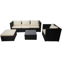 MCW Poly-Rattan-Garnitur Busto Schwarz Kissen Creme