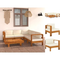 VidaXL 6-tlg. Garten-Lounge-Set mit Creme Auflagen Massivholz Akazie