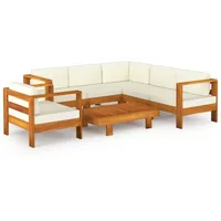 VidaXL 7-tlg. Garten-Lounge-Set mit Creme Auflagen Massivholz Akazie