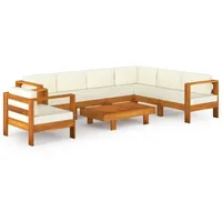 VidaXL 8-tlg. Garten-Lounge-Set mit Creme Auflagen Massivholz Akazie