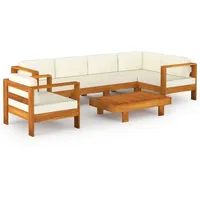 VidaXL Garten-Lounge-Set 7-tlg. creme Akazie