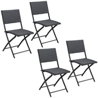 CASARIA Polyrattan Klappstuhl Gartenstuhl Balkonstuhl Campingstuhl klappbar schwarz