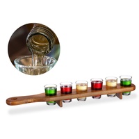 Relaxdays Schnapsbrett Holz, 6 Schnapsgläser, 4 cl, praktische Schnapslatte,