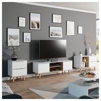 Vicco Lowboard TV-Board Fernsehtisch NEPTUNE weiß Eiche