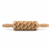 Folkroll "3D-Motiv-Teigrolle", braun, L:23cm, Massivholz, Teigroller, Pferde
