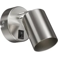 Ledscom.de Wandleuchte WAIKA, Schalter, edelstahl matt, rund, 1x GU10