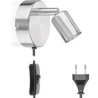 Ledscom.de Leselampe/Wandleuchte LUNARA, Schalter, Stecker, edelstahl matt, 1x GU10