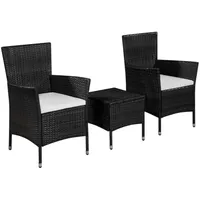 VidaXL 3-tlg. Bistro-Set Poly Rattan Schwarz