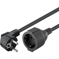 Goobay 93095 Gewinkeltes Strom Verlängerungskabel Schutzkontakt Schwarz