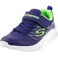 SKECHERS Microspec Texlor Sneaker, Navy Textile Lime Silver Trim,