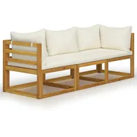 VidaXL 3-Sitzer-Gartensofa mit Auflage creme Akazie Massivholz