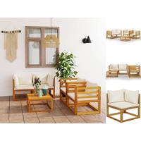 VidaXL Garten-Lounge-Set 5-tlg. creme Akazie