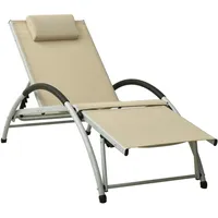 VidaXL Sonnenliege mit Kissen Textilene Creme