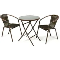 VCM Polyrattan Balkon-Set 3-tlg. dunkelbraun 