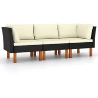 VidaXL 3-Sitzer-Gartensofa Loungesofa schwarz