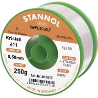Stannol Kristall 611 Fairtin Lötzinn, bleifrei bleifrei Sn99,3Cu0,7 250g