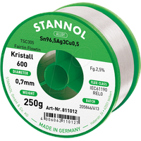 Stannol Kristall 600 Fairtin Lötzinn, bleifrei bleifrei Sn96,5Ag3Cu0,5 250g