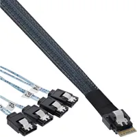 InLine Slim SAS Kabel, SFF-8654 zu 4x SATA 7-pin,